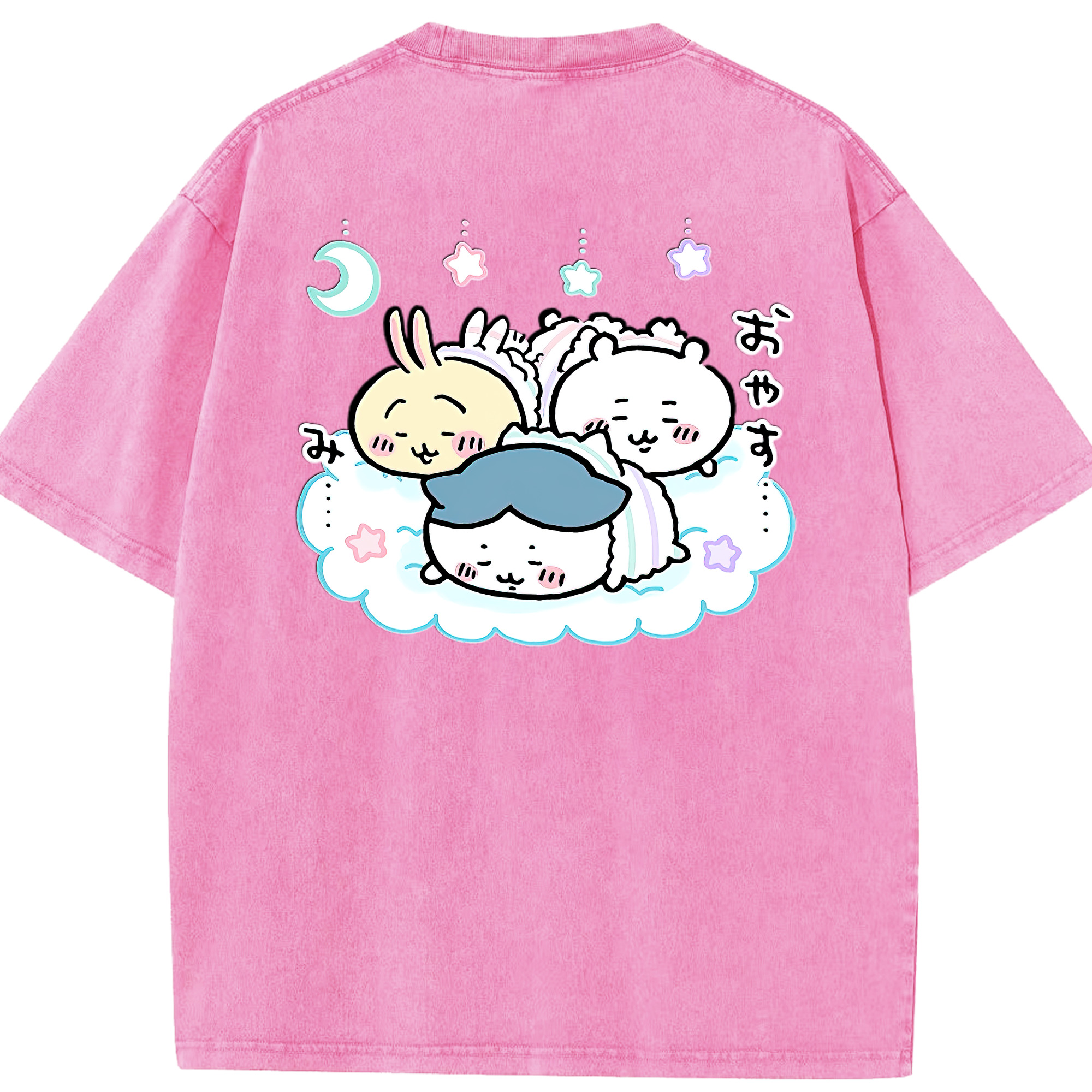（画像用） ちいかわ ハチワレ Chii-kawa hachiware 綿100% ヴィンテージ風 半袖Tシャツ（背面プリント）